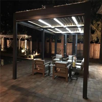 China Easily Assembled Retractable Chinese Style Motorized Pergola Roof Gazebo Outdoor Pergola Motorized Aluminum Canopy Aluminum System For Pergola for sale