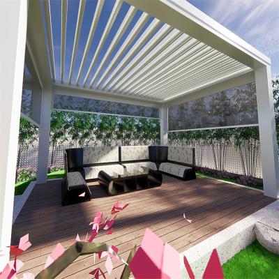 China Easily Assembled Junco Pergolas Motorized Luxury Sun Shade Pergola Motorized Gazebo Roof With Customized Sizes Pergola Glass Side Screen for sale