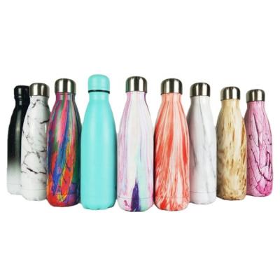 China Wholesale And Customized Sustainable Multiple Capacities White Cola Shaped Doube Wall Sports Stainless Steel Water Bottle With Lids for sale