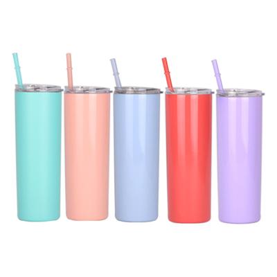 China Viable Wholesale 20 Ounce Double Wall Vacuum Insulated Metal 304 Stainless Steel Tumbler Cup Thermal Tumbler With Lid Straw for sale