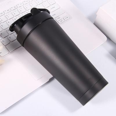 China 700ml Sustainable Insulated Double Wall Metal Stainless Steel Gym Black Glitter Shaker Water Bottle for sale