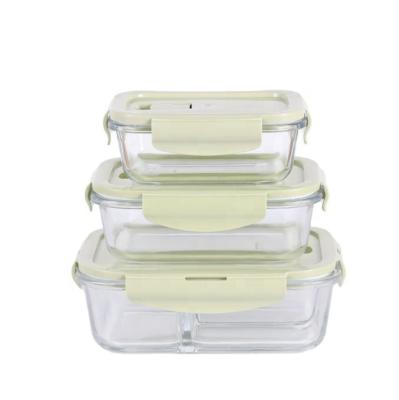 China New Design Factory Heatable Food Storage Set Container Lunch Box Rectangle Heatable Glass Food Airtight Storage Containers for sale