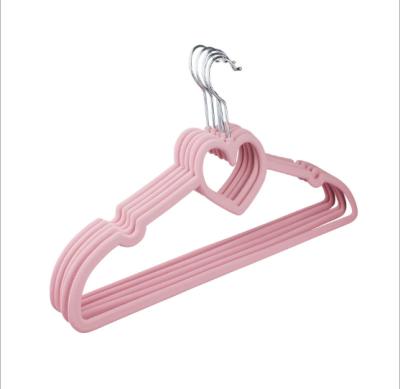 China Cheap Rack Velvet Jacket Traceless Clip Price Heart Shaped Flocking Non-slip Clothes Rack Hanger for sale