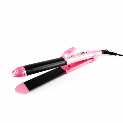 China Multifunctional Hair Straightener 2in1 Hair Straightener and Curler LCD Display Straightening and Curling Iron Ceramic Heating Element for sale