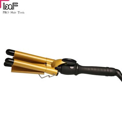 China LCD Electric Hair Curlers Triple Barrel Hair Curler Power Plate Rohs Color Ceramic Accessory Salon Accessory Hair Curlers Hair Curlers Air Curling Iron for sale