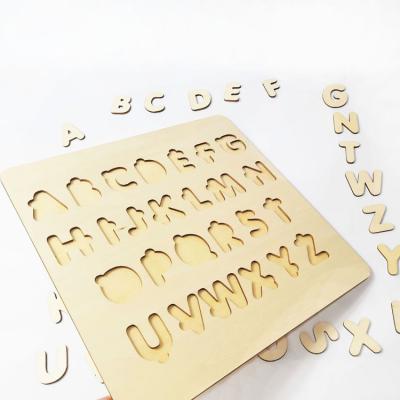 China Europe Laser Cut Custom Animal Alphabet Dinosaur Wooden Alphabet Letters Puzzles Educational Joys Kids DIY for sale