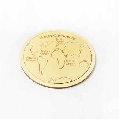 China Creatology Jigsaw Wooden Children's Plate Map Educational Wooden Round Puzzle of Europe for sale