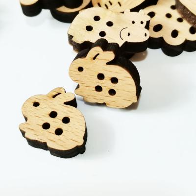 China Europe Cartoon Style Laser Engraving Custom Beech Buttons Wooden Buttons For Clothes for sale