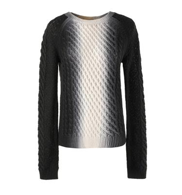 China 2022 New Custom Anti-wrinkle Ladies Knitted Sweater Wool Patchwork Color Sheer Crewneck Sweater for sale