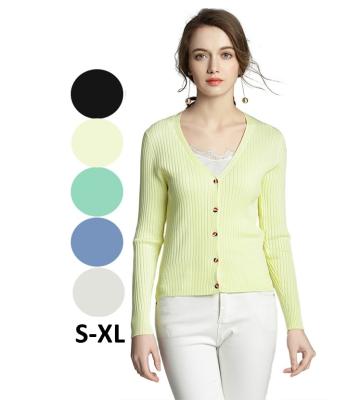 China QUICK DRY long sleeve button up white knit thin ribbed V-neck wholesale cardigan crop sweater for sale