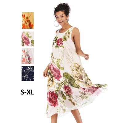 China Designer Print Fashion Anti-wrinkle Long Maxi Woman Female Casual Clothes Summer Western Belt Dress for sale