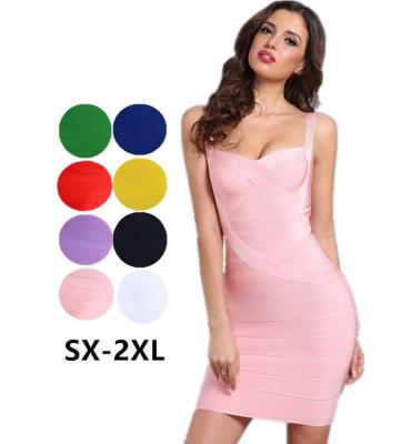 China 2020 Spaghetti Strap Halter Summer Rayon Vestidos Women Long Dress Anti-Static Sexy Bodycon Bandage Dresses for sale