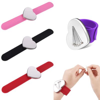 China WORLD Pin Cushion Holder Heart Shape Magnetic Wrist Band for Sewing Wristband Silicone Wristband for Hair Clips Magnetic Wristbands for sale