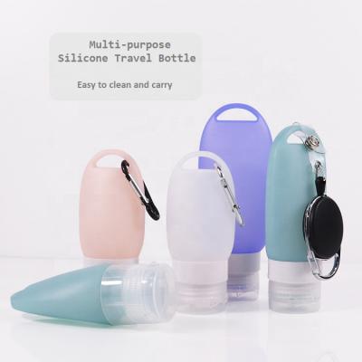 China For Popular Shampoo Travel Silicone Bottle Shampoo Bottle With Carabiner Key Chain Leak Proof Logo Portable Custom Silicone Refillable Bottle for sale