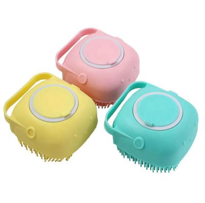 China All Natural Soft Shower Brush Silicone Body Wash Main Bath Brush For Baby Massage Square Silicone Bath Brush for sale