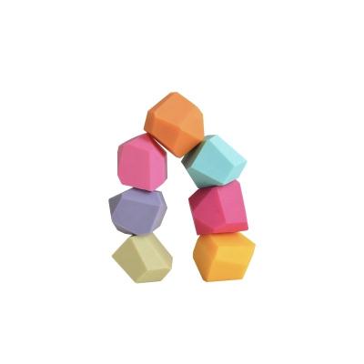 China DIY TOY Colorful Silicone Balancing Stacking Stones Eco-friendly Stacking Stones Educational Learning Building Block For Kids for sale