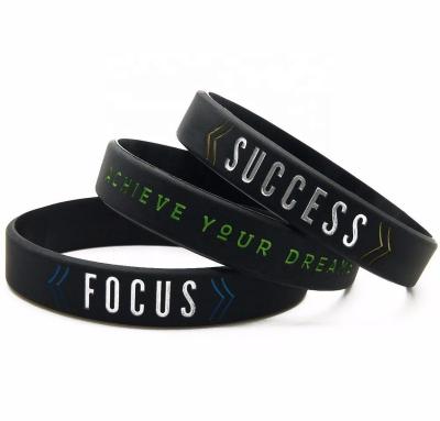 China Customized Motivational Wrist Band Silicone Wristband Rubber Silicone Motivational Wrist Band for sale