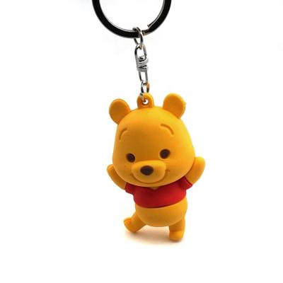 China Custom PVC 3D Animal Solid Soft Rubber Key Chain Fully Laveros Figurine for sale