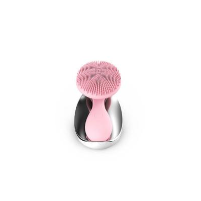 China New Design 2021 Skin Rejuvenation Magnetic Acoustic Wave Massage Silicone Facial Brush Sonic Facial Cleansing Brush for sale