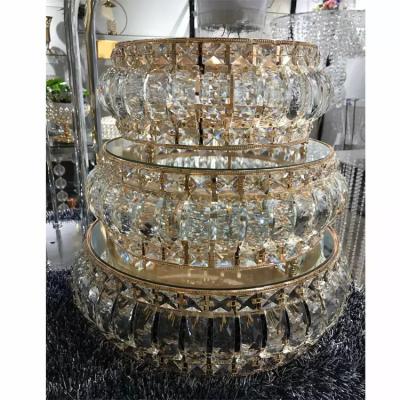 China Event party supplies wholesale tall rotating crystal gold cake stand wedding table centerpieces decoration for sale for sale