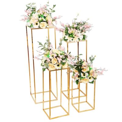 China Event Party Supplies Wedding Party Decorative Rectangle Metal Flower Vase Stands Road Lead For Hotel Super Market Home Decoration for sale