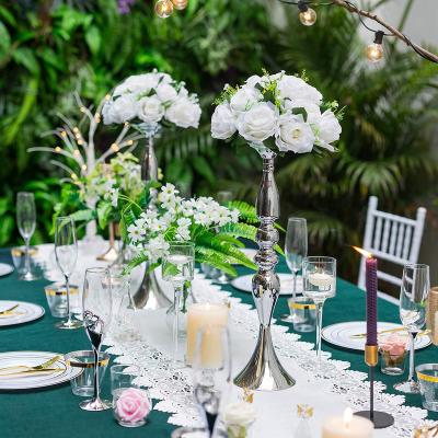 China Event party supplies wholesale tall silver vase and flower centerpiece metal vase for weddings table decoration flower vase for sale