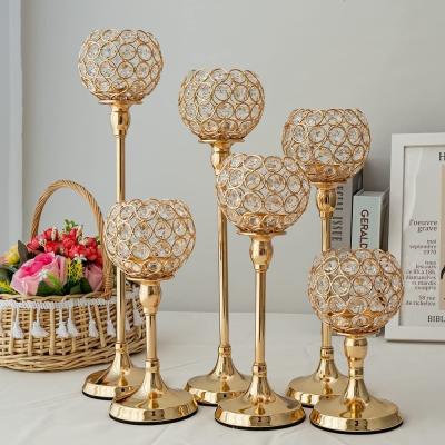 China Event Party Supplies Home Decoration Metal Candlesticks For Candles Crystal Tealight Centerpieces Wedding Table Centerpieces Candle Holders Stand for sale