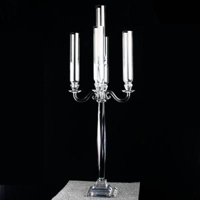 China Event party supplies 5am candle holder table centerpiece crystal candelabra wedding table decoration for sale for sale