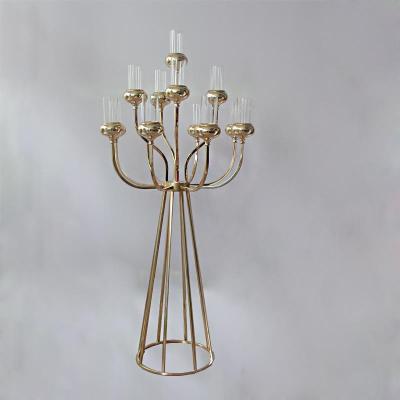 China Event party supplies 13 arms tall gold candle holder metal wedding candlestick for wedding table centerpiece stage home decoration for sale for sale