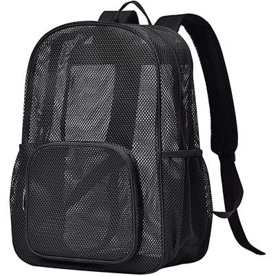 China Waterproof Heavy Duty Mesh Backpack Travel , See Mesh Shoulder Bag For Man Woman Swimming Beach Sports for sale