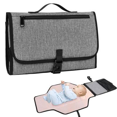 China Portable Detachable Waterproof Baby Changing Mat Infant Changing Pad With Head Cushion Gray for sale