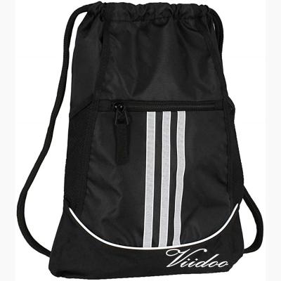 China Folding Logo Drawstring Backpack Bag Custom Sports Draw String Bag With Mesh Pockets for sale