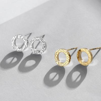 China Exquisite Jewelry Quality Stainless Steel Hot Selling Environmental Friendly Simple Circle Shape Cool Women Small 14k Plated Gold Stud Earrings for sale