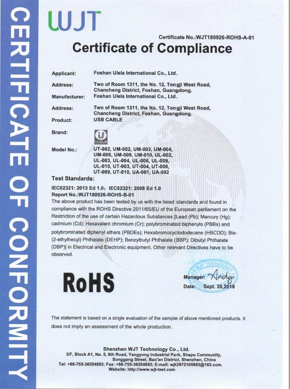 RoHS - Foshan Ulela International Co., Ltd.