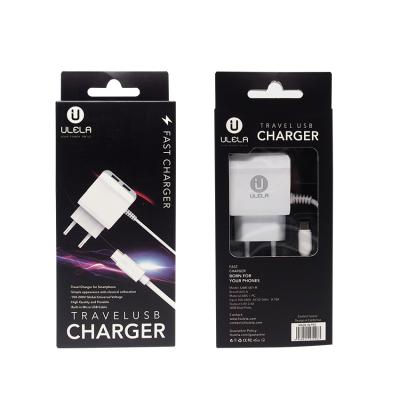 China Factory Portable Hot Sale Direct Travel Charger Wall Phone Charger Eu Plug 2Port Wall Charger With Micro Data Cable for sale