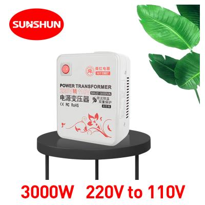 China Shunhong 3000w step down transformer 220v to 110v voltage converter 3000va 3kw 3kva toroidal power 220 110 auto-transformer for sale