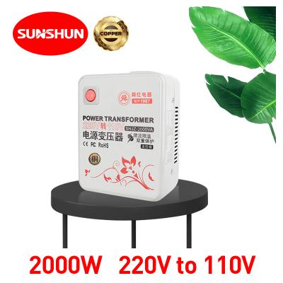 China Shunhong 2000w 220v power to 110v 220 110 voltage converter for hair dryer auto transformer toroidal step down transformer for sale