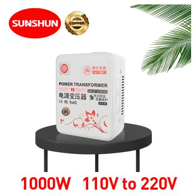 China Shunhong Power 1000w 110v to 220v Made Toroidal Pure Copper Professional Single Phase For Toaster 1kw Booster Step Up Transformer for sale