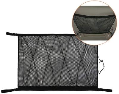 China Double Layer Car Ceiling Net Bag Mesh Storage Organizer Pocket Car Roof Universal Durable Inner Cargo Bag for sale