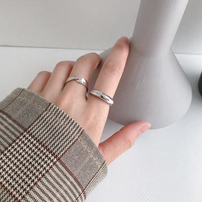 China Vintage New Arrival 18K Gold Plated Sterling Silver Ring Simple Geometric Arc Smooth Face Adjustable Ring For Women for sale