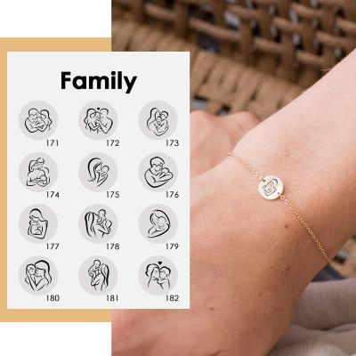 China e-Manco Environmental Friendly Stainless Steel Circle Coin Family Series Mother Daughter Gift Custom Personalized Bracelets For Women Jewelry for sale