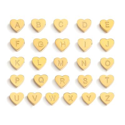 China Environmental Friendly Wholesale Popular Tis Stainless Steel Jewelry Titanium Love Heart Shape A To Z Initial Capital Alphabet Letter Charms for sale