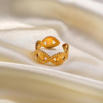 China Fancy 18k Vintage SOSAI Gold Plated Adjustable Eye Stainless Steel Finger Jewelry Opening Rings For Women for sale