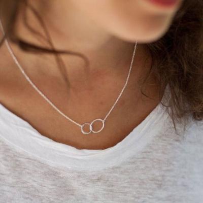 China SOSAI Environmentally Friendly Shape Delicate Jewelry Accessories Double Coupling Open Circle Charm Stainless Steel Pendant Necklace Jewelry for sale