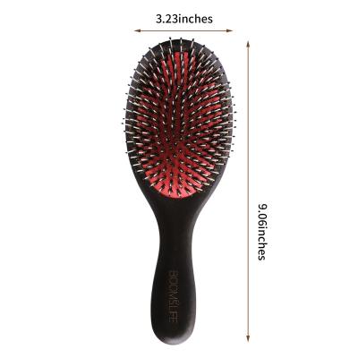 China Wholesale Eco-friendly Boar Bristle Wooden Hair Brush Maker Cushion Pad Oval Hair Brush Maker For Women Use Brush for sale