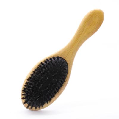 China 100% natural private label hair brush bamboo with boar bristle extension detangling hair brush for women use 100% natural handle for sale