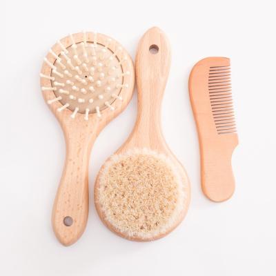 China Compact Kids Mirror Hair Brush And Comb Set Kids Brush Mini Bamboo Wooden Baby for sale