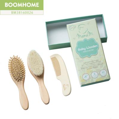 China 2019 New Baby Product Gift Box Ideas Baby Wooden Hair Brush For Baby Hair Brush And Comb Set Hot Comb Straightener for sale