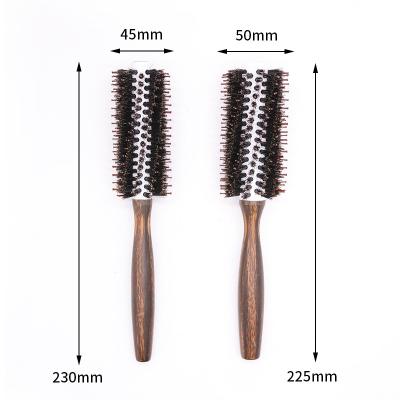 China Salon hair make hair around wooden baor nylon bristle brush with custom logo curly hair brush and comb set for salon and home use for sale