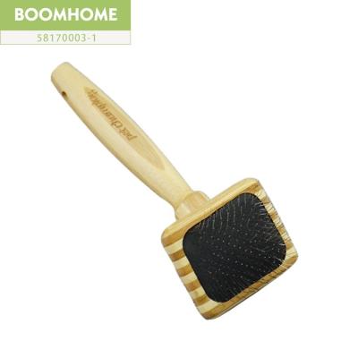 China Small Animal Pet Hair Remover Metal Bamboo Brush Stainless Steel With Handle Dog Cat Lice Comb Pet Supplies for sale